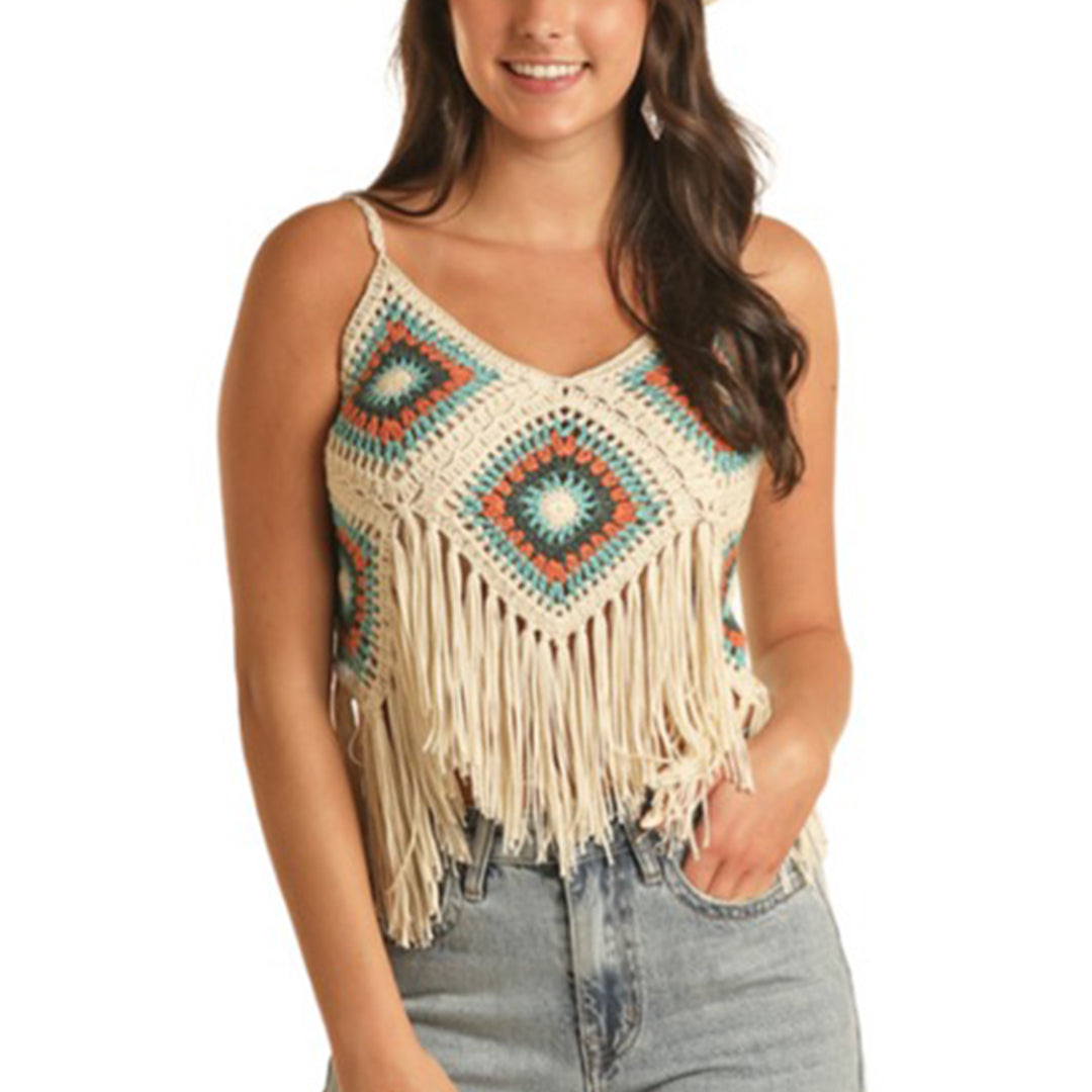 Rock & Roll Women's Crocheted Tank With Fringe