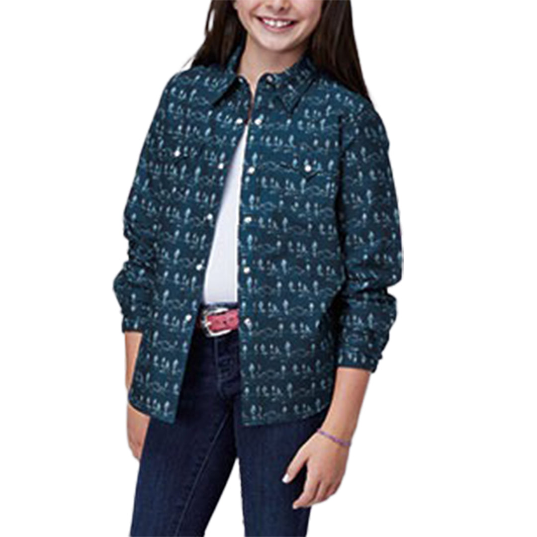 Chemise Western à manches longues à boutons-pression motif rayures désertiques Roper pour fille