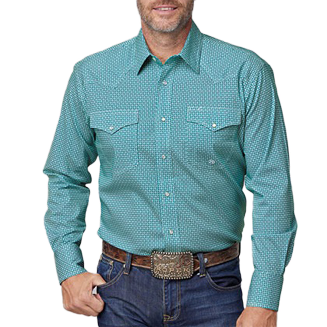 Roper Men's Amarillo Geometric Print Long Sleeve Snap Shirt