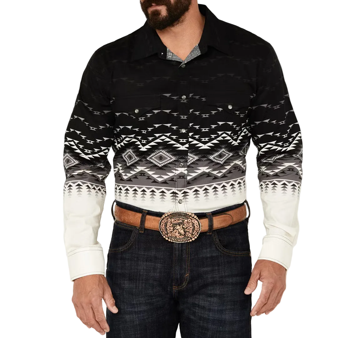 Rock & Roll Denim Men's Southwestern Print Long Sleeve Snap Shirt