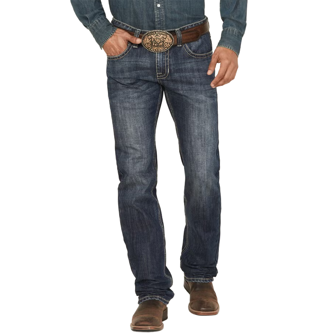 Rock & Roll Denim Jean bootcut brodé pour homme