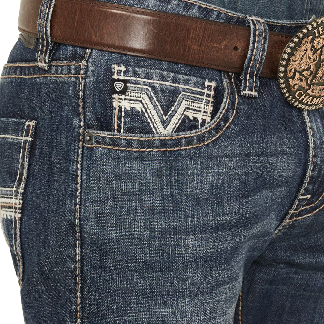 Rock & Roll Denim Jean bootcut brodé pour homme