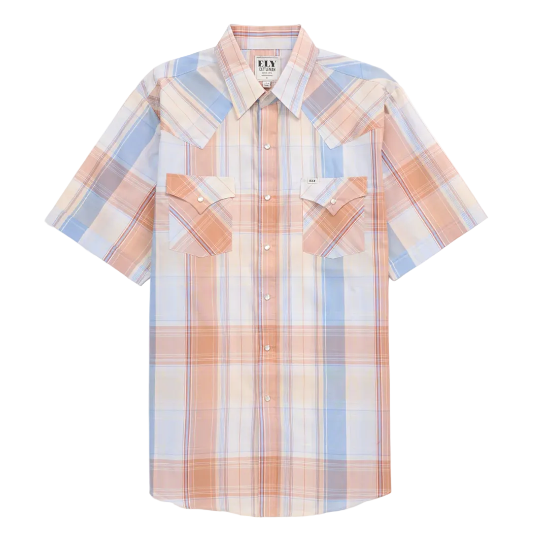 Ely Cattleman Men's Plaid Short Sleeve Snap Shirt