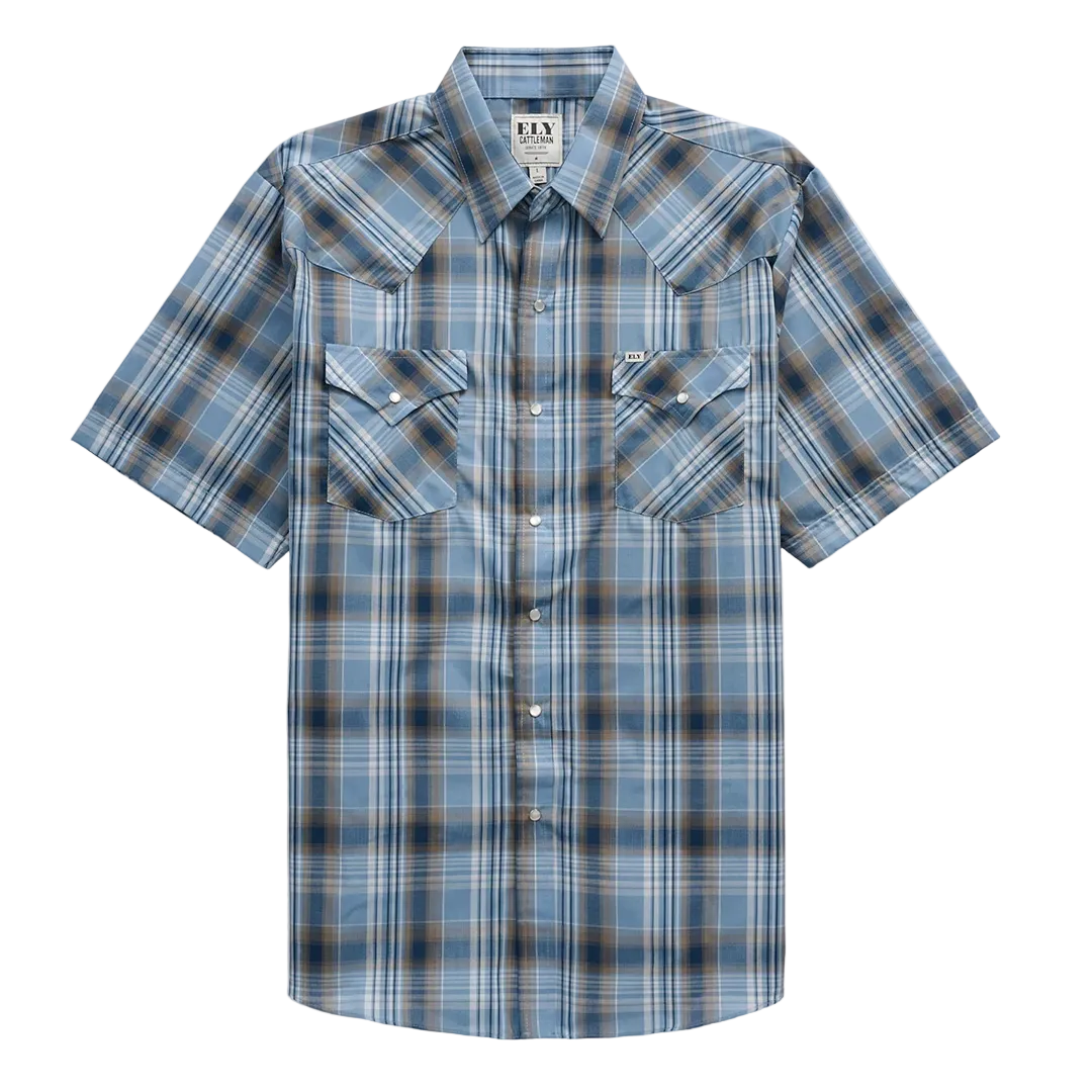 Chemise à manches courtes à boutons pression à carreaux Ely Cattleman pour homme