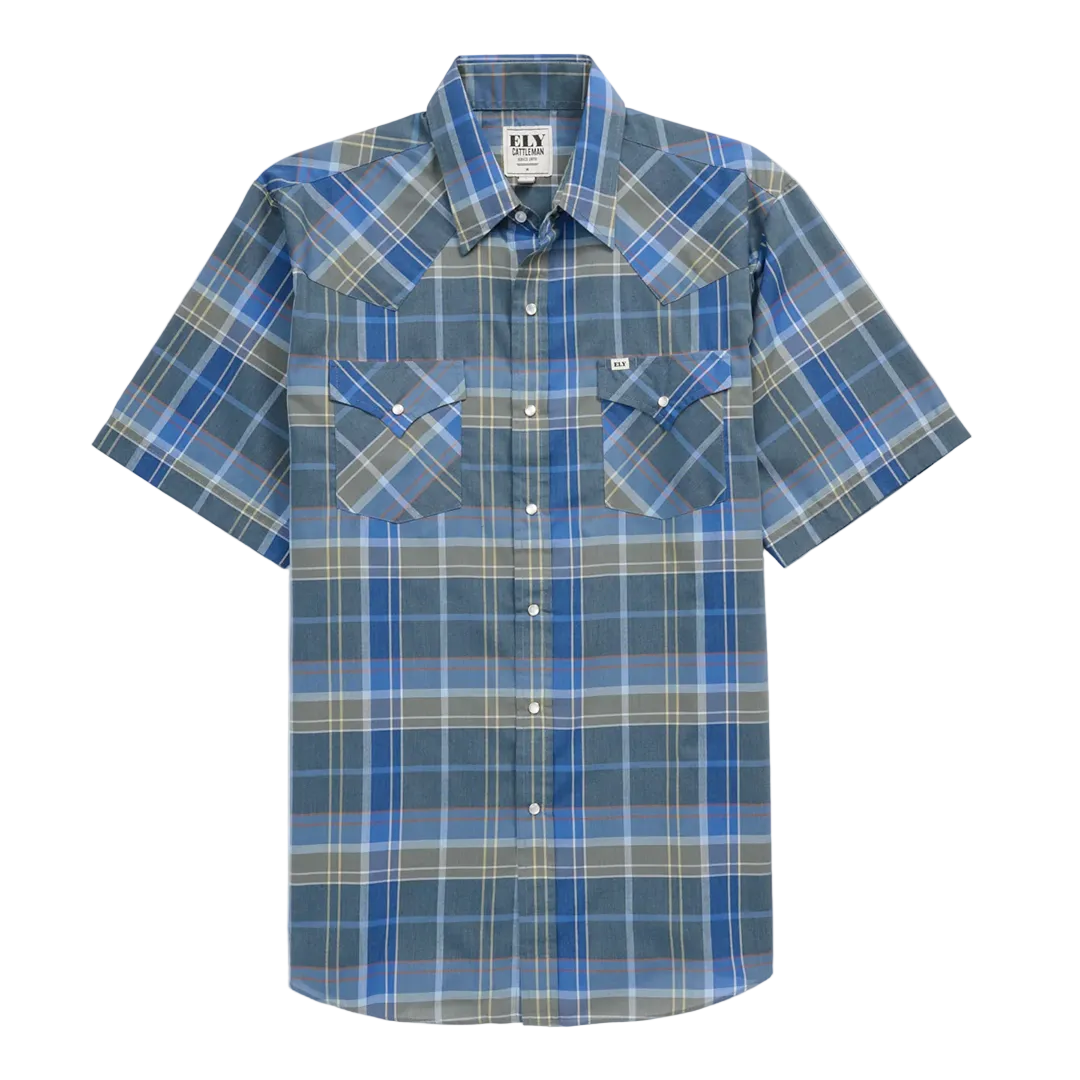 Chemise à manches courtes à boutons pression à carreaux Ely Cattleman pour homme