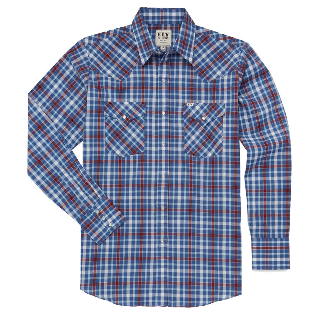 Chemise à manches longues à boutons-pression style western à carreaux Heritage pour homme Ely Cattleman