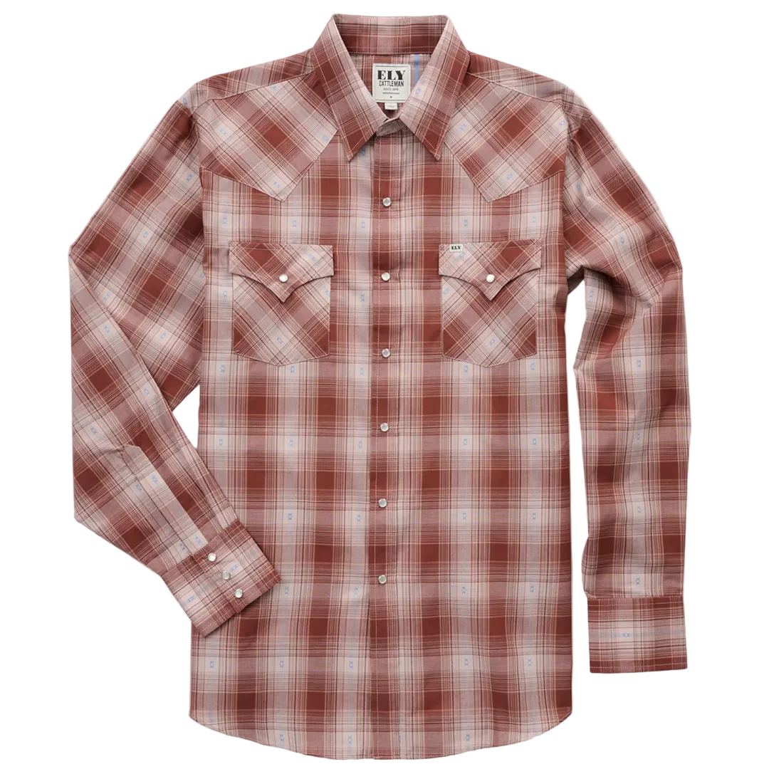 Ely Cattleman Men's Textured Plaid Long Sleeve Snap Shirt