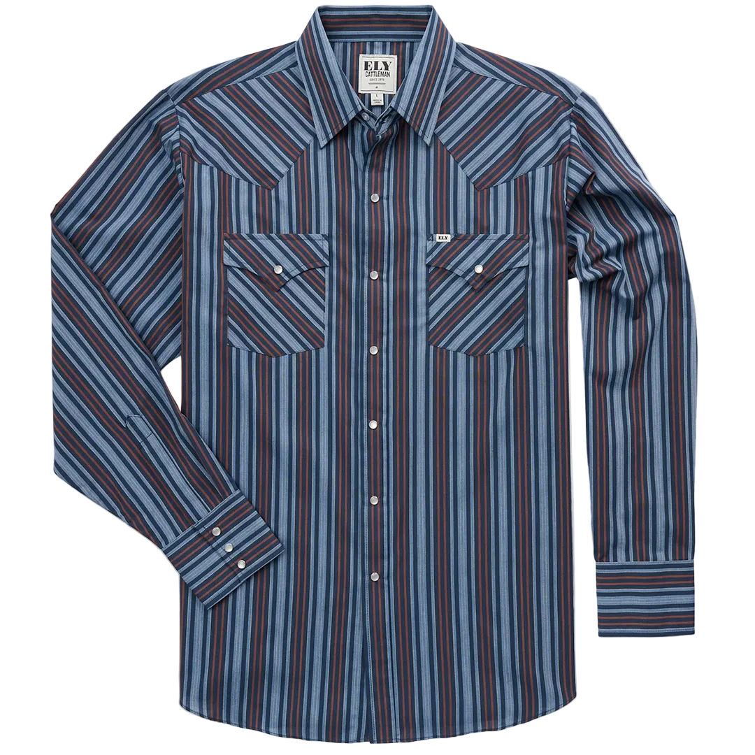 Ely Cattleman Men's Textured Stripe Western Long Sleeve Snap Shirt