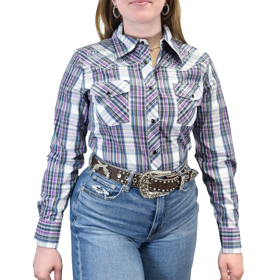 Cowgirl Hardware Ladies' Purple Plaid Western Shirt