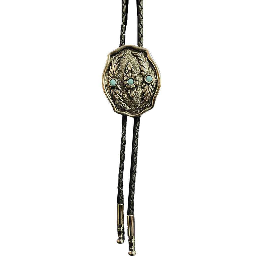 AndWest  Feather and Turquoise Bolo