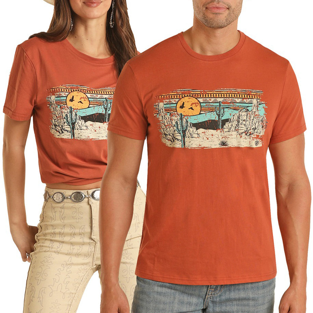 T-shirt unisexe Rock & Roll à motif paysage désertique