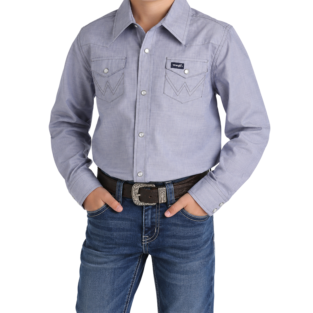 Chemise à manches longues à boutons-pression Aztec Checotah Wrangler pour garçons