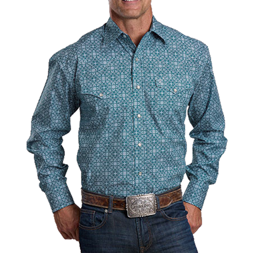 Stetson Men's Filigree Print Long Sleeve Snap Shirt