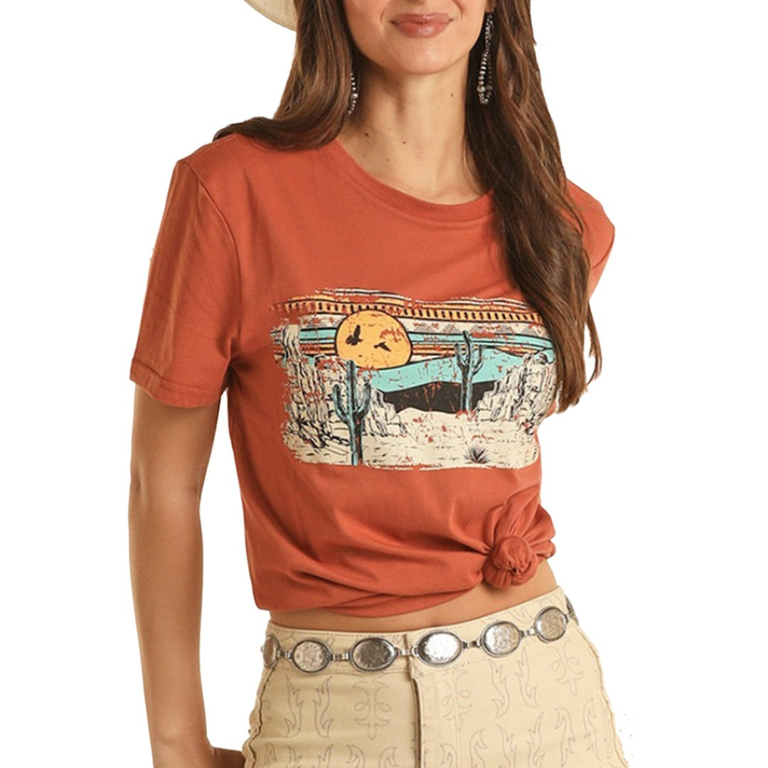 T-shirt unisexe Rock & Roll à motif paysage désertique