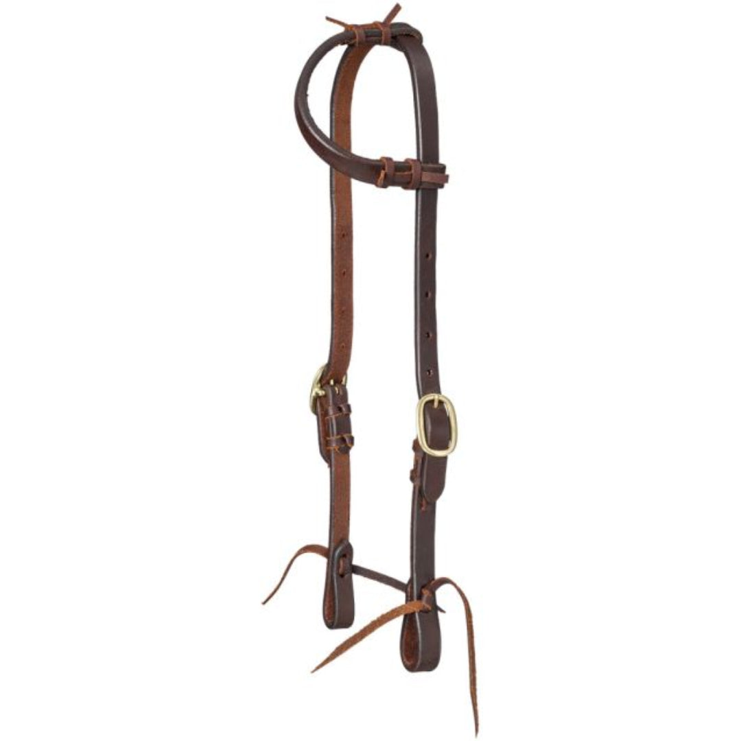 Tough 1 Royal King Harness Leather Gag Single Ear Headstall with Tie Ends