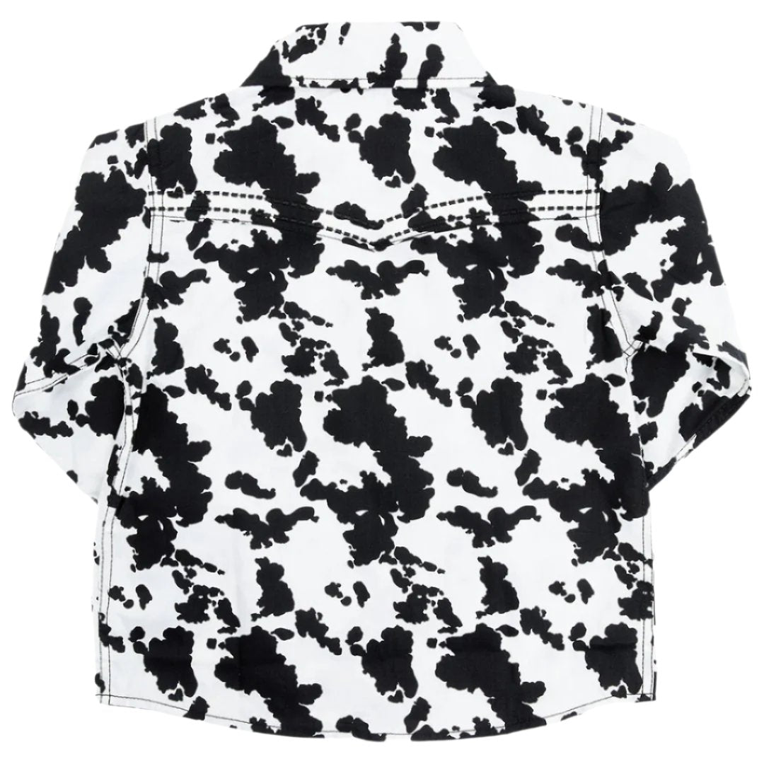 Chemise western à manches longues noire à imprimé vachette pour enfant Cowgirl Hardware