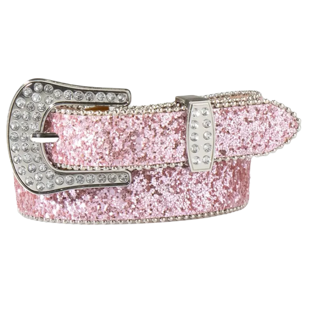 Bb Belt Nocona Girls Rhinestone Cross Leather Belt - Pink  display picture 2