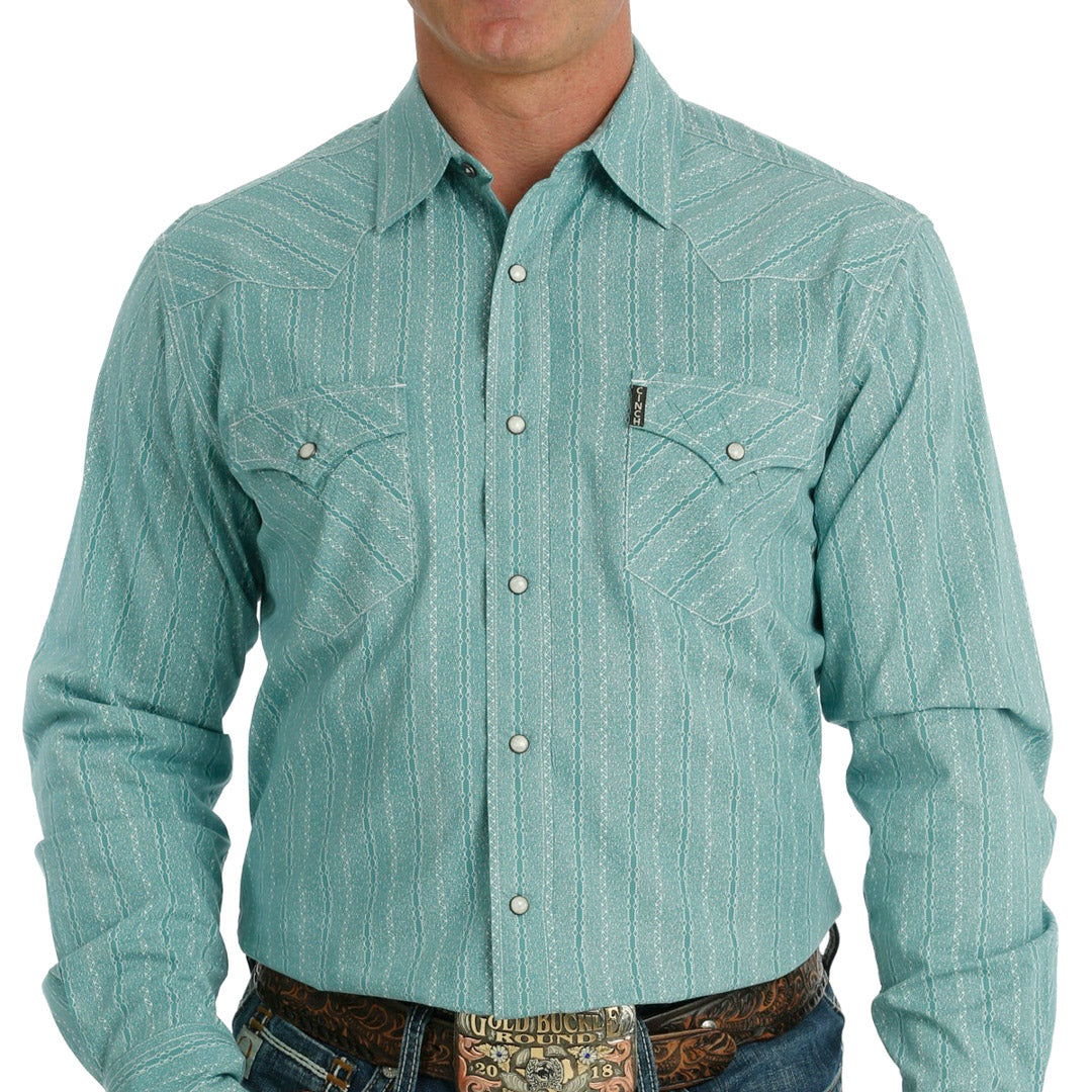 Cinch Men's Modern Fit Pattern Snap Shirt In Turquoise