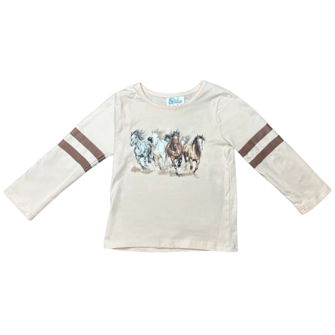 Haut à manches longues pour bébés et tout-petits Shea Baby Fille avec franges à motif cheval