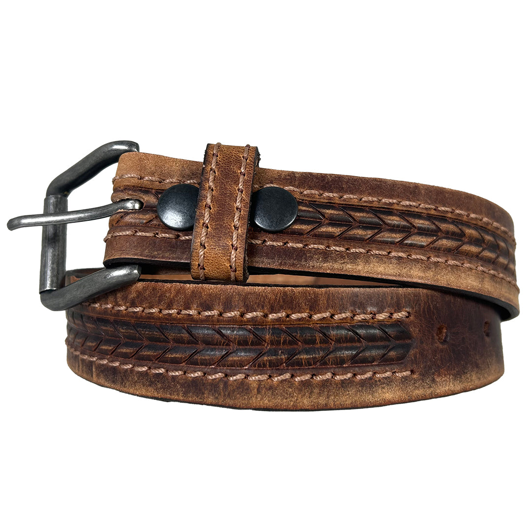 Ceinture en cuir avec flèche estampée pour enfants, collection Cowboy