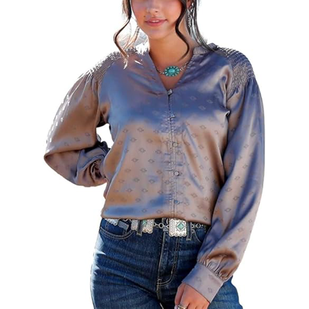 Cruel Denim Women's Satin Long Sleeve Button Shirt