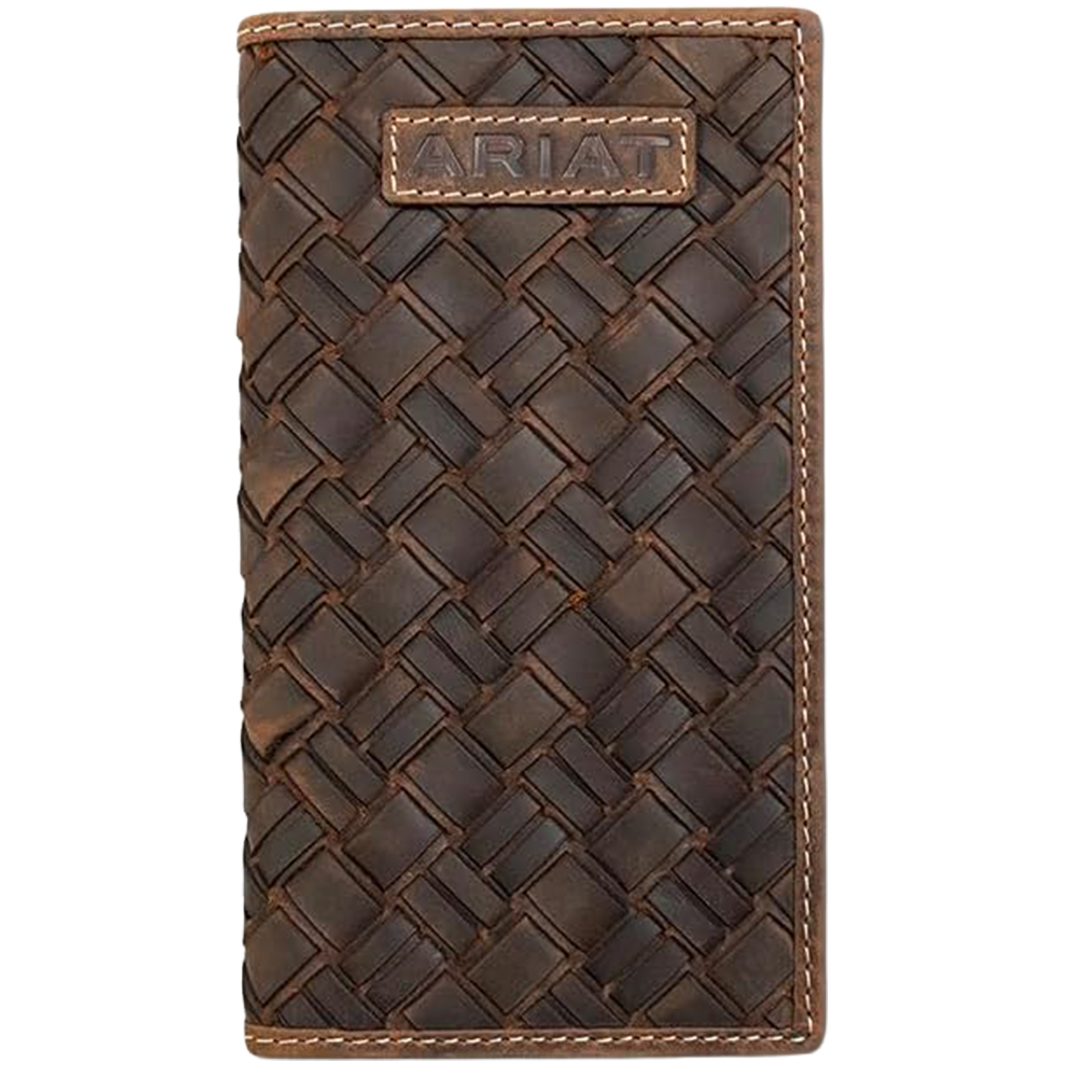 Ariat Men's Basket Weave Patch Leather Wallet
