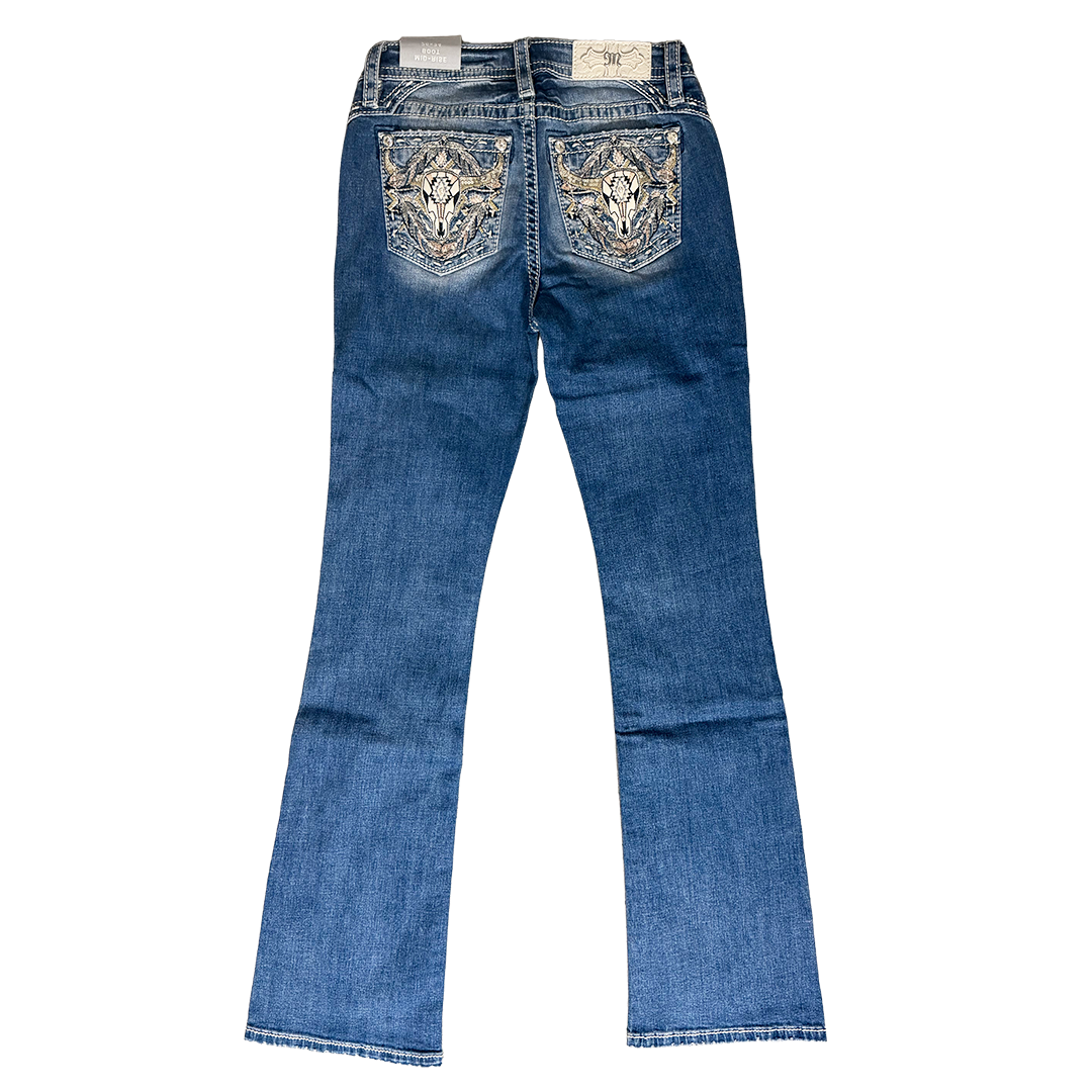 Miss Me Women's Head Feather Bootcut Jeans