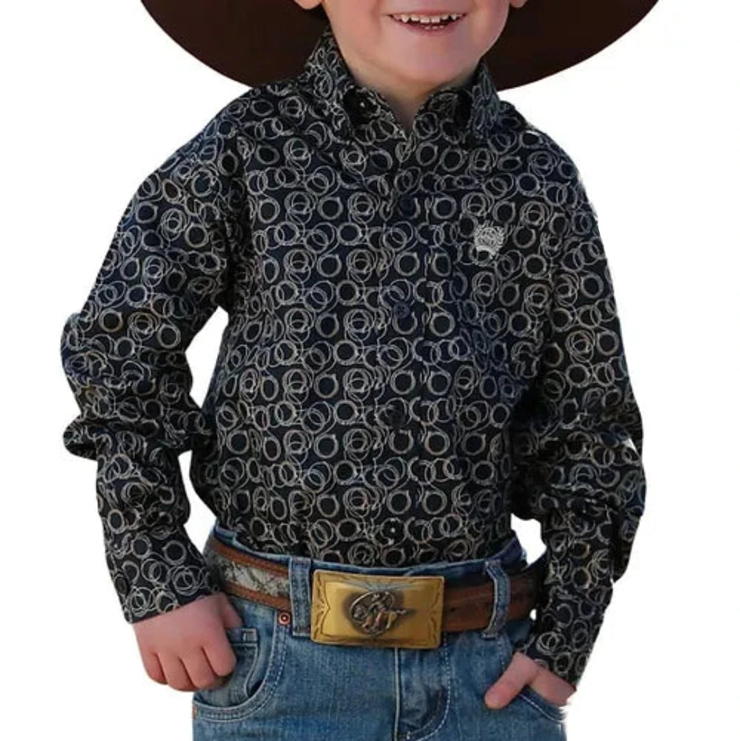 Chemise Western à manches longues boutonnée Cinch pour tout-petits garçons avec imprimé corde