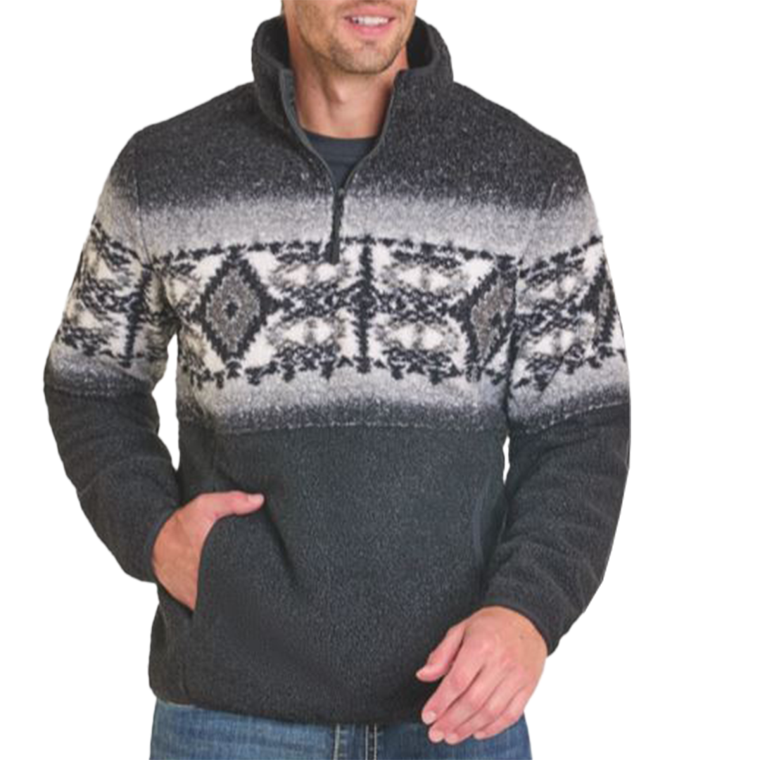 Powder River Outfitters Men's Fleece Border Aztec Pullover