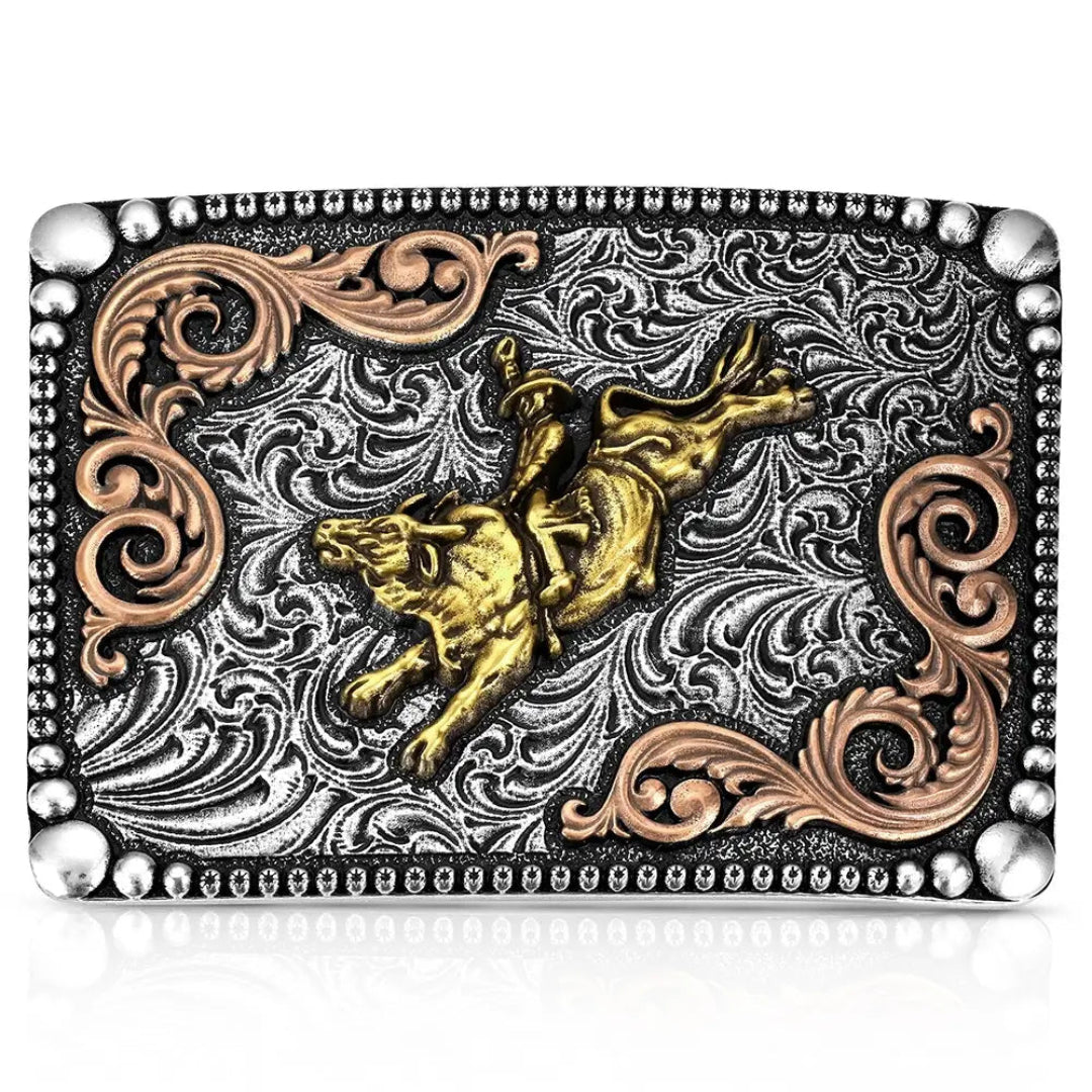 Boucle de ceinture Montana Silversmiths Attitude Longhorn encadrée