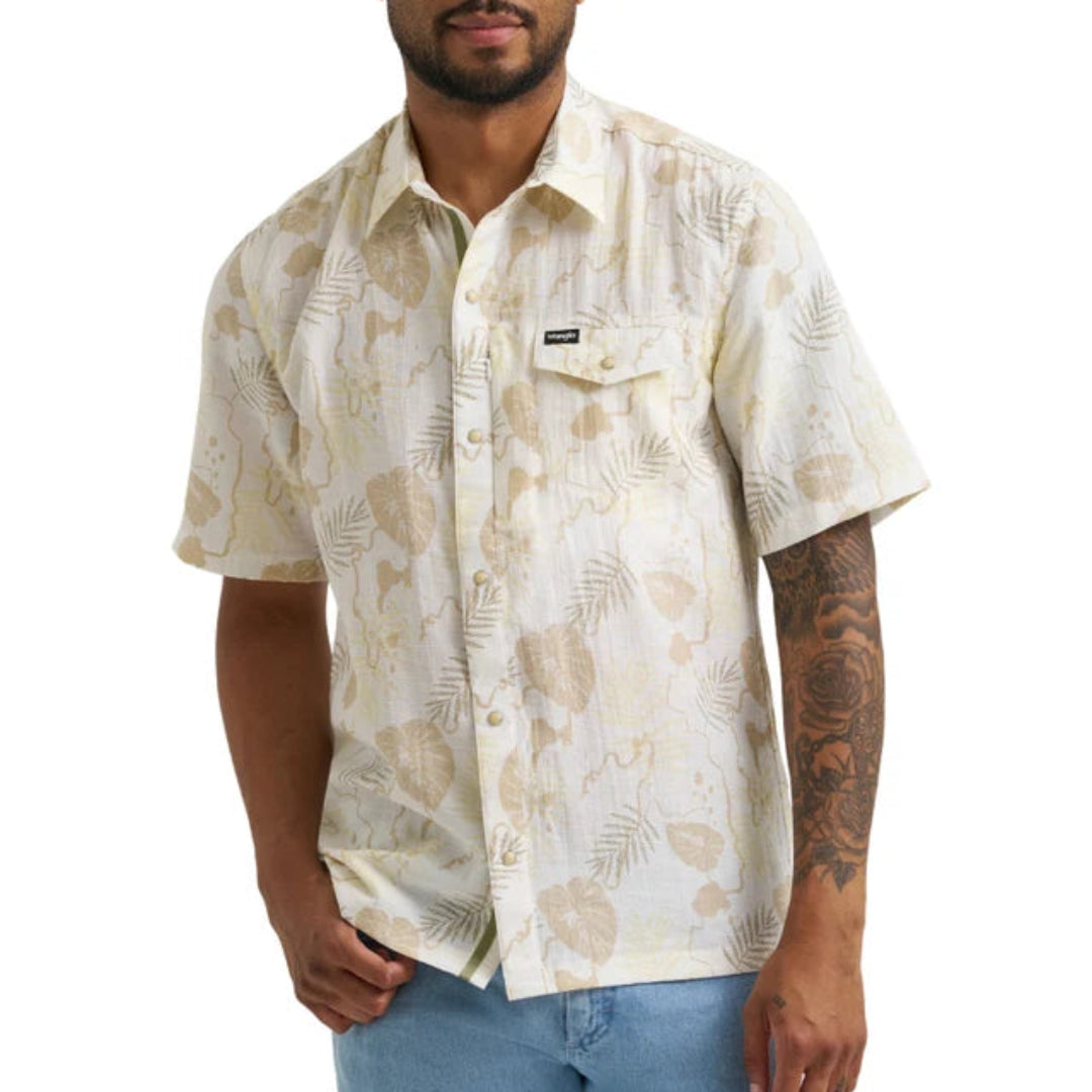 Chemise à manches courtes à boutons-pression Wrangler Coconut Cowboy Camp pour homme