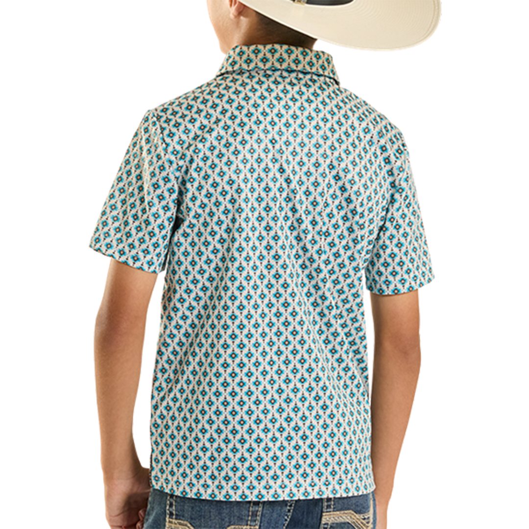 Rock & Roll Denim Polo à manches courtes imprimé Longhorn pour garçons