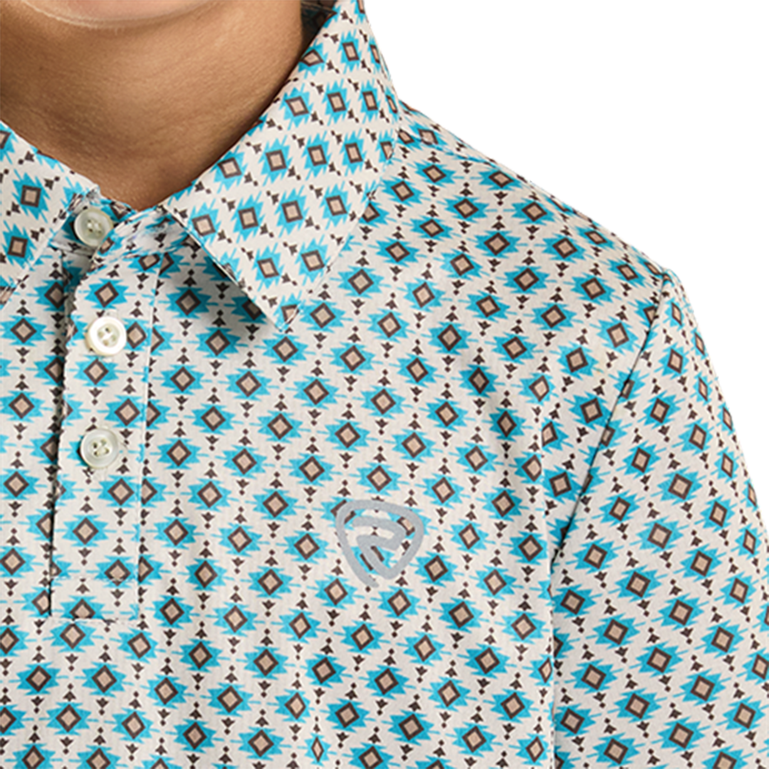 Rock & Roll Denim Polo à manches courtes imprimé Longhorn pour garçons