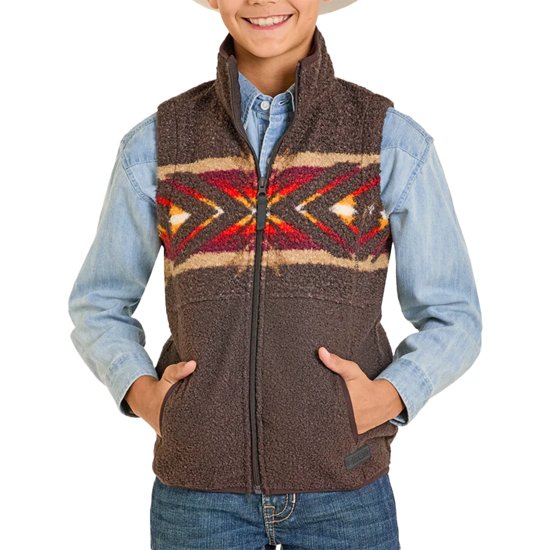 Rock & Roll Denim Boys' Aztec Border Teddy Vest