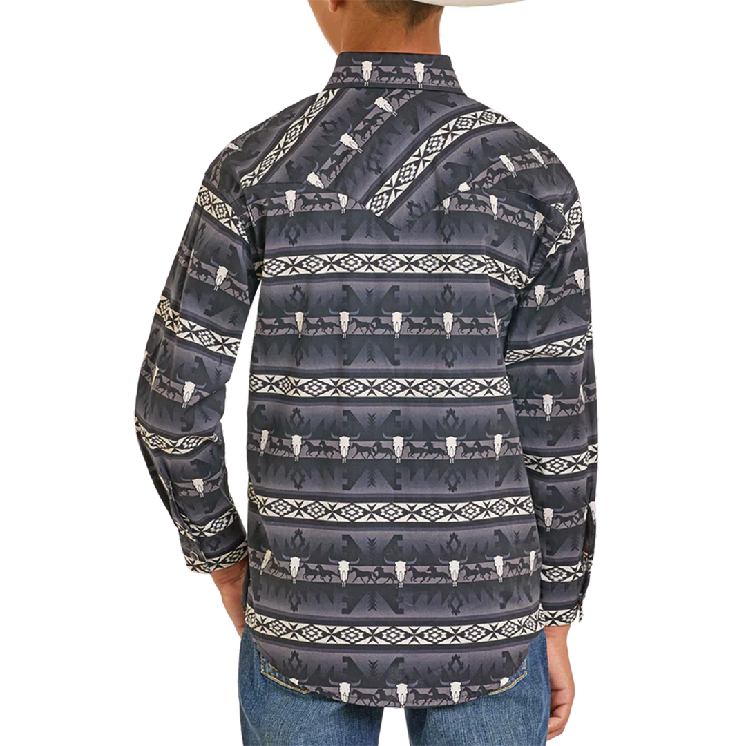 Rock & Roll Denim Boys' Aztec Long Sleeve Snap Shirt