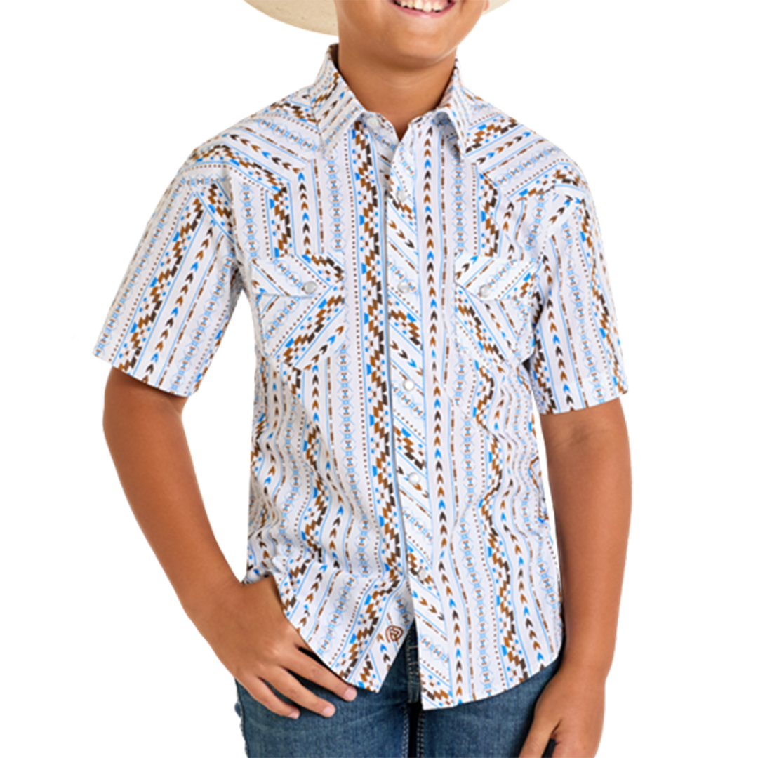 Boys Aztec Printed Shirt & Short Co-Ord Set Emerald