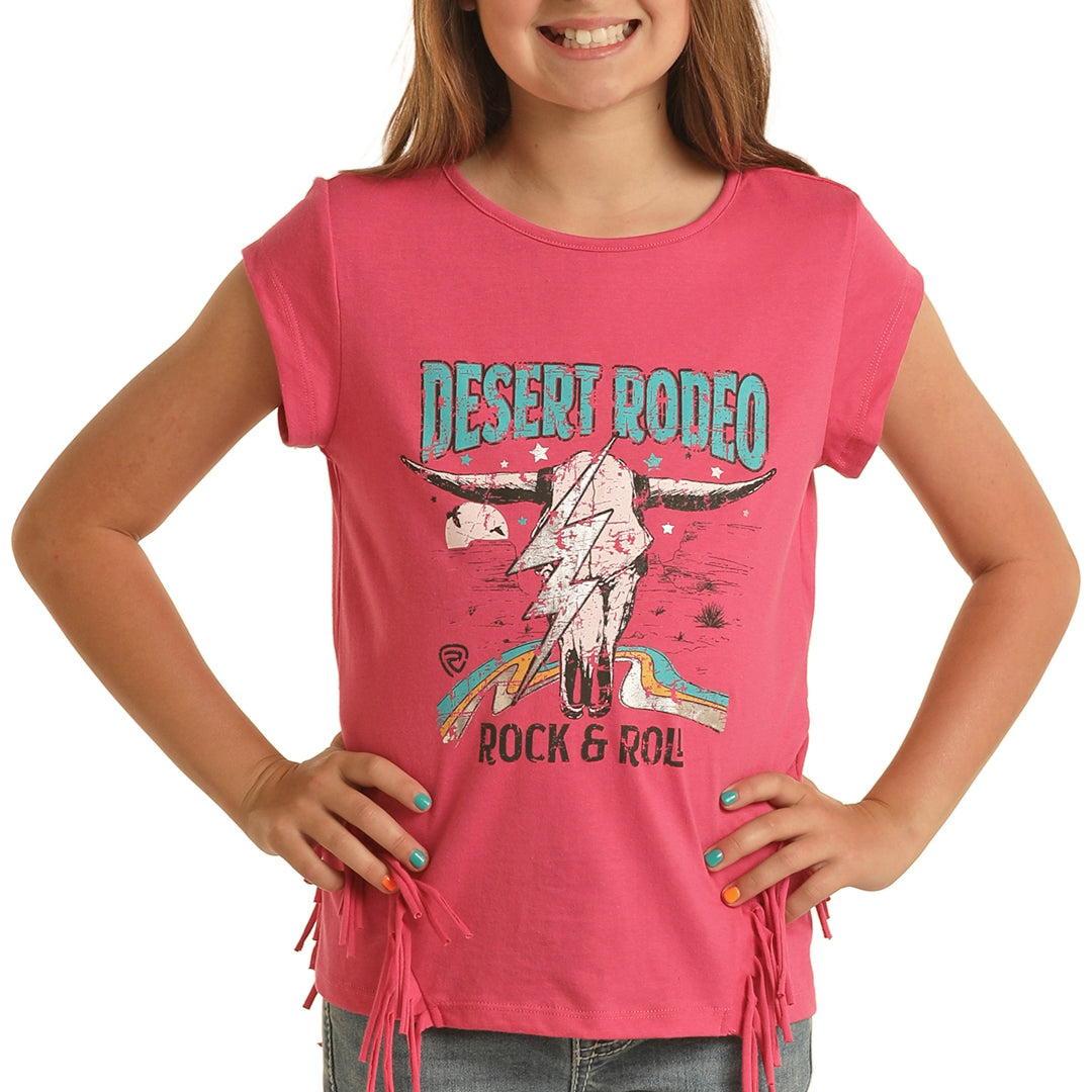 Rock & Roll Cowgirl Girls' Desert Rodeo Fringe T-Shirt