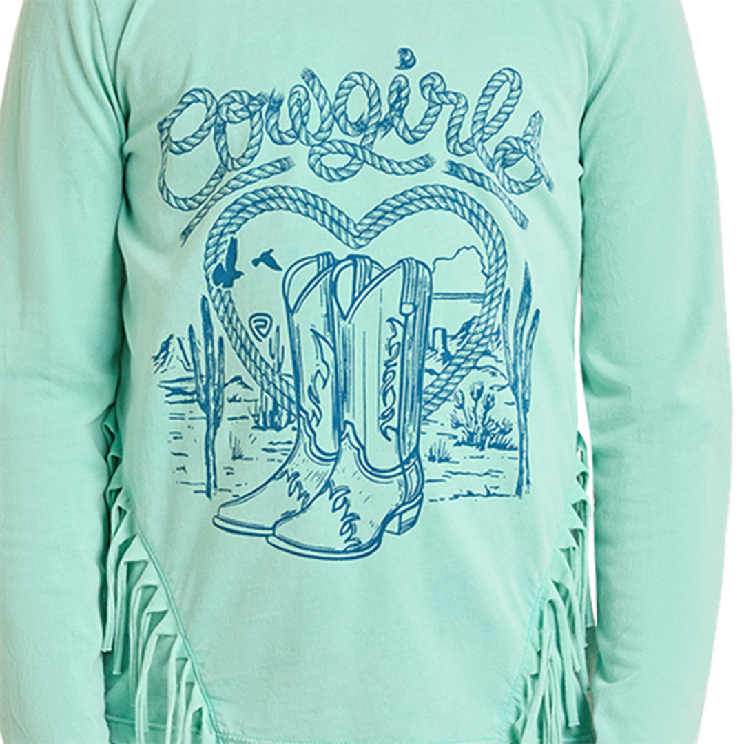 Rock & Roll Denim Girls' Cowgirl Fringe Long Sleeve T-Shirt