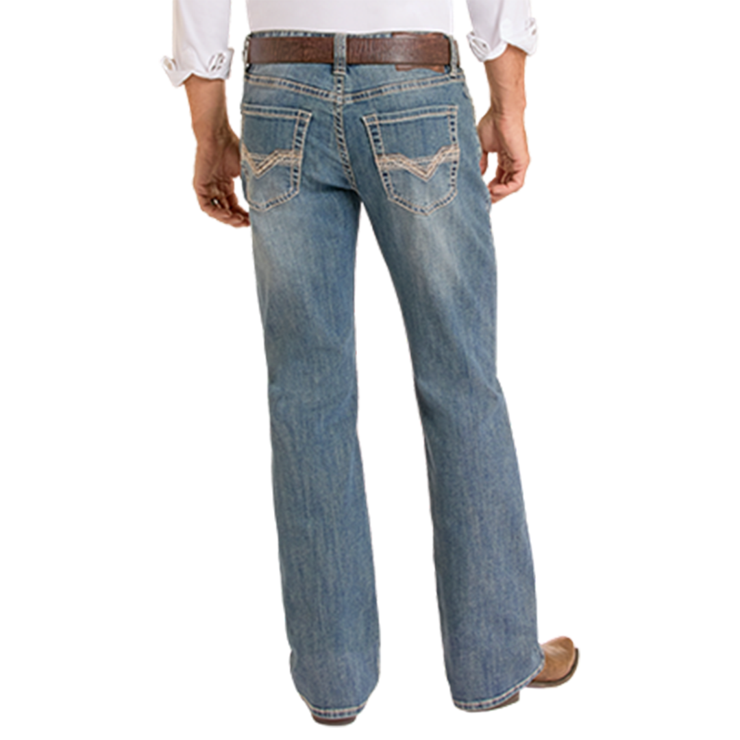 Rock & Roll Denim Men's Embroidery Bootcut Jeans