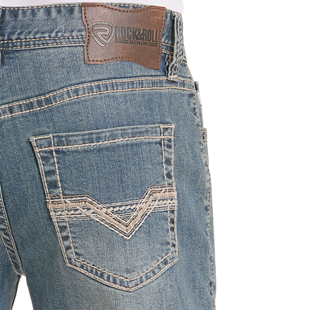 Rock & Roll Denim Men's Embroidery Bootcut Jeans