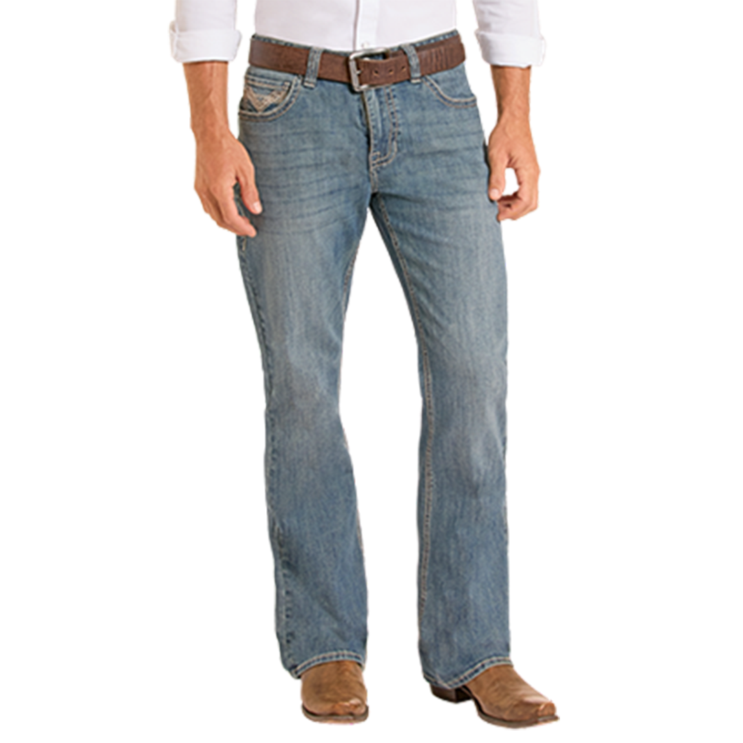 Rock & Roll Denim Men's Embroidery Bootcut Jeans