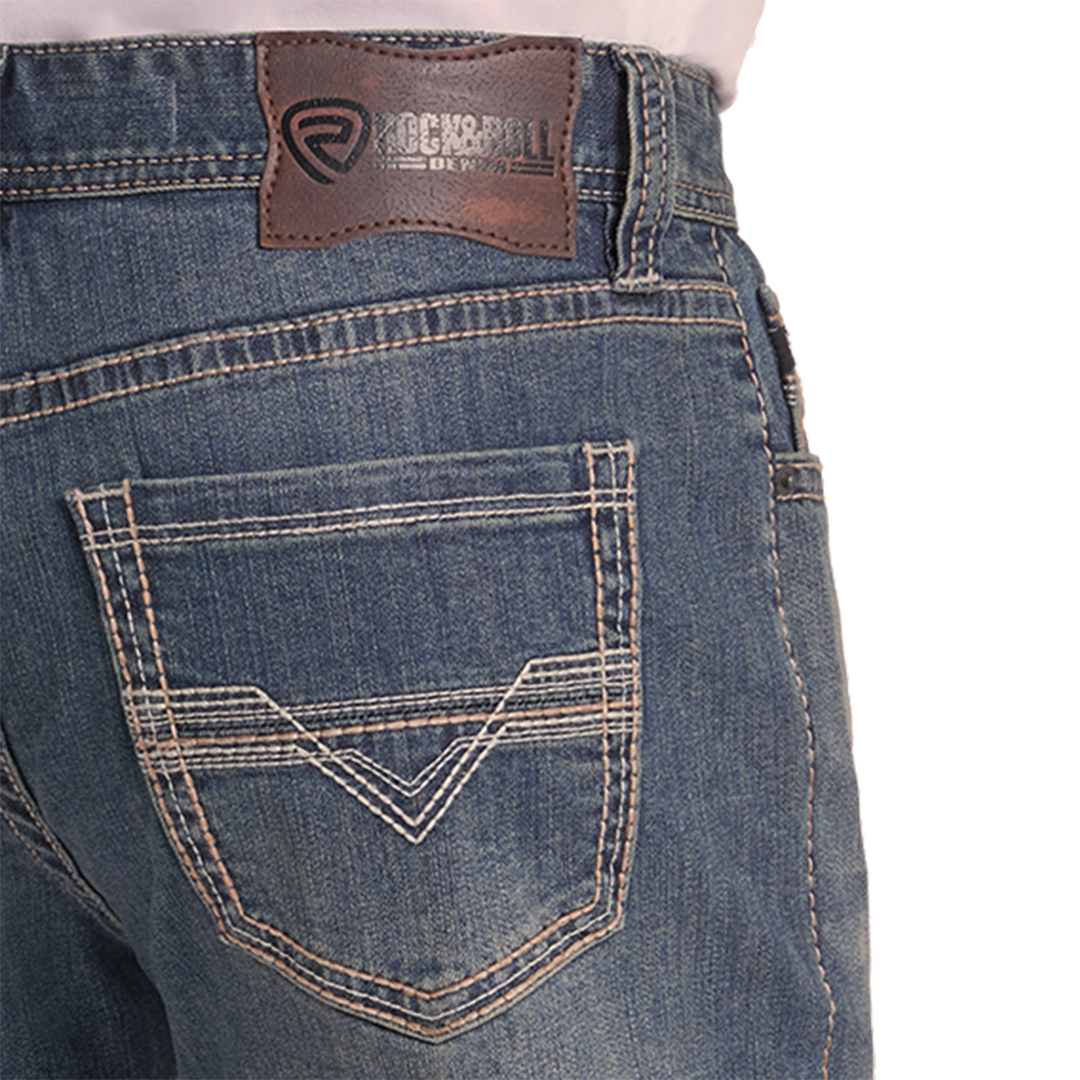 Rock & Roll Denim Men's Two Tone Embroidered Straight Jeans