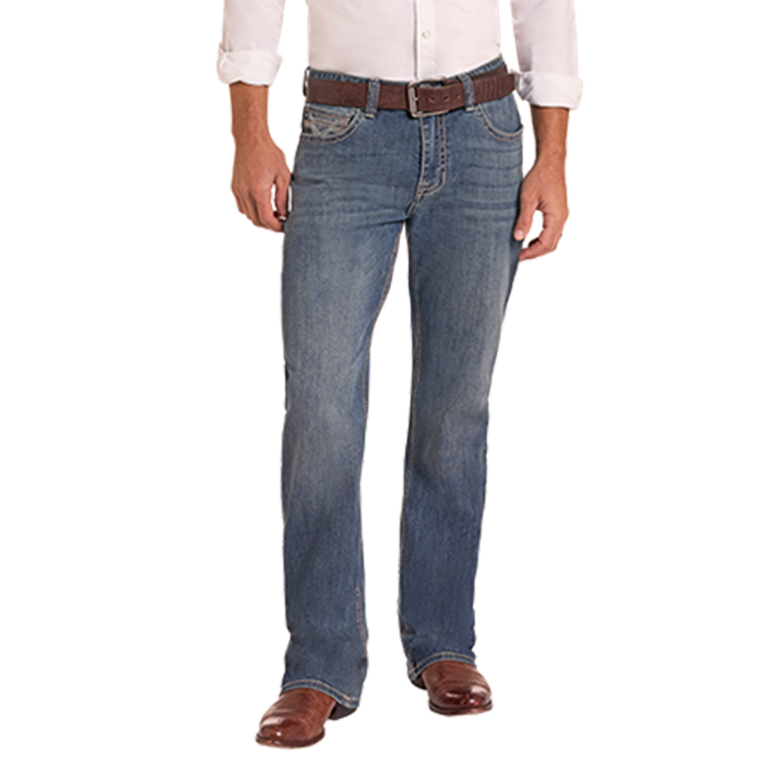 Rock & Roll Denim Men's Two Tone Embroidered Straight Jeans