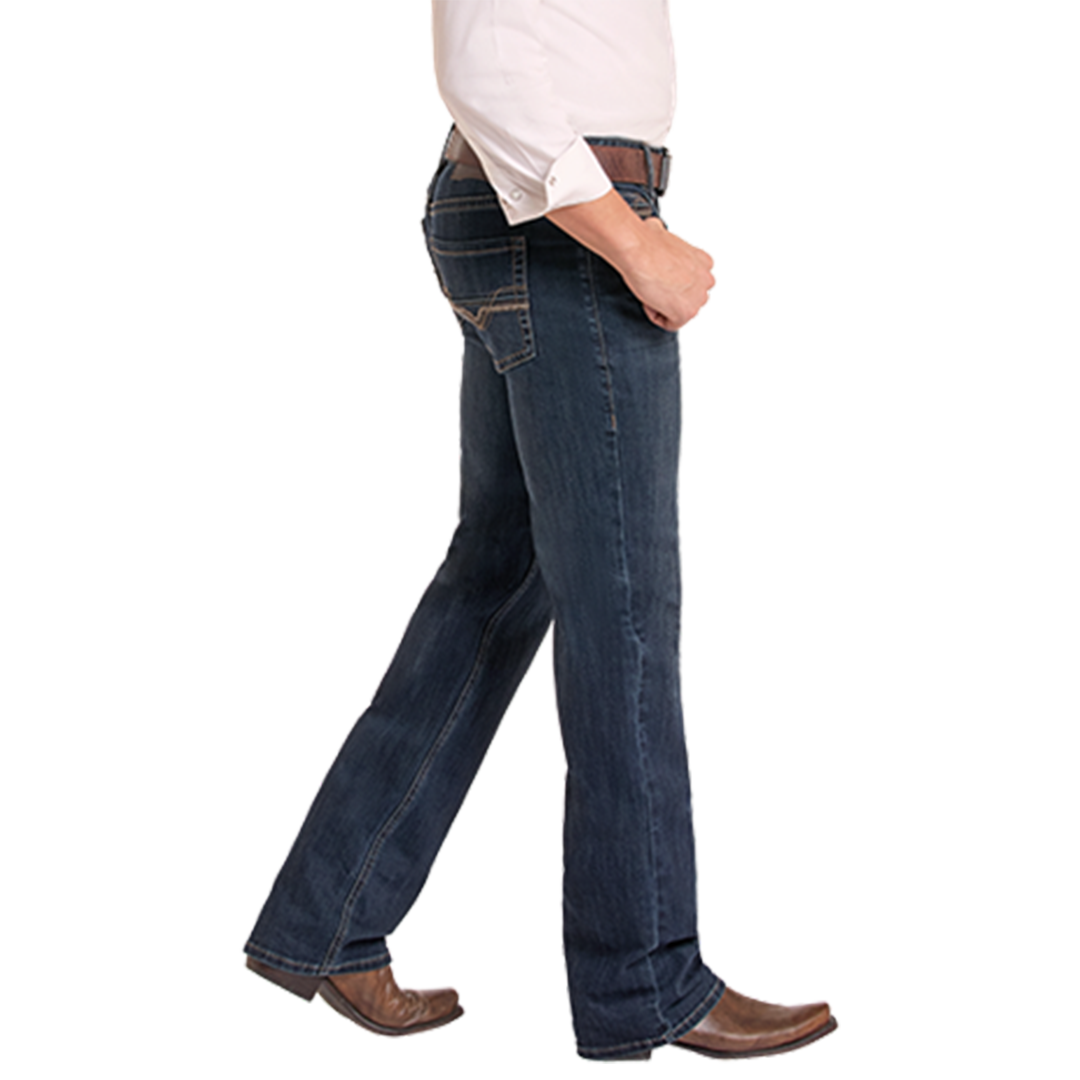 Rock & Roll Denim Men's Ladder Stitch Embroidered Straight Jeans