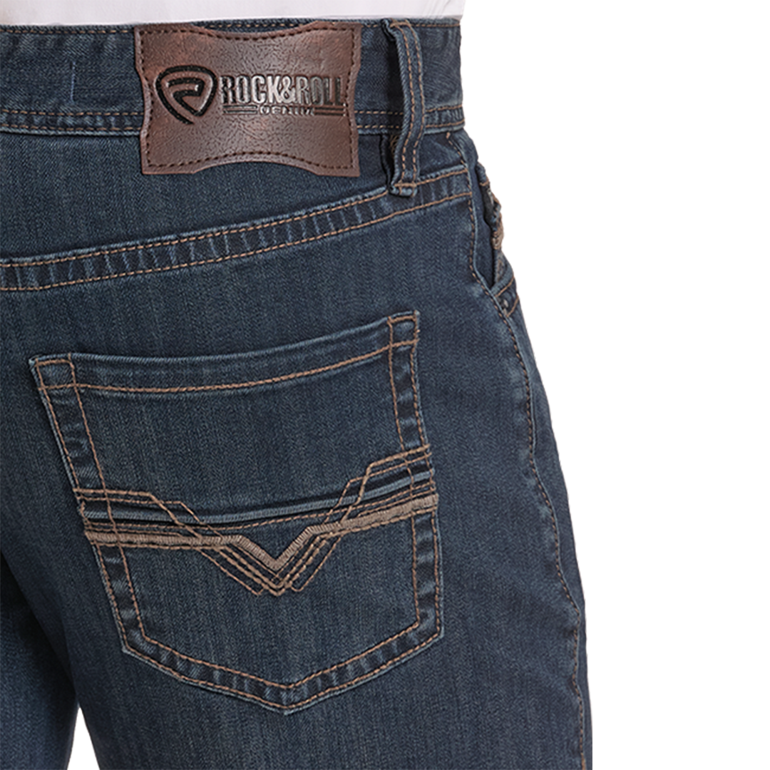 Rock & Roll Denim Men's Ladder Stitch Embroidered Straight Jeans
