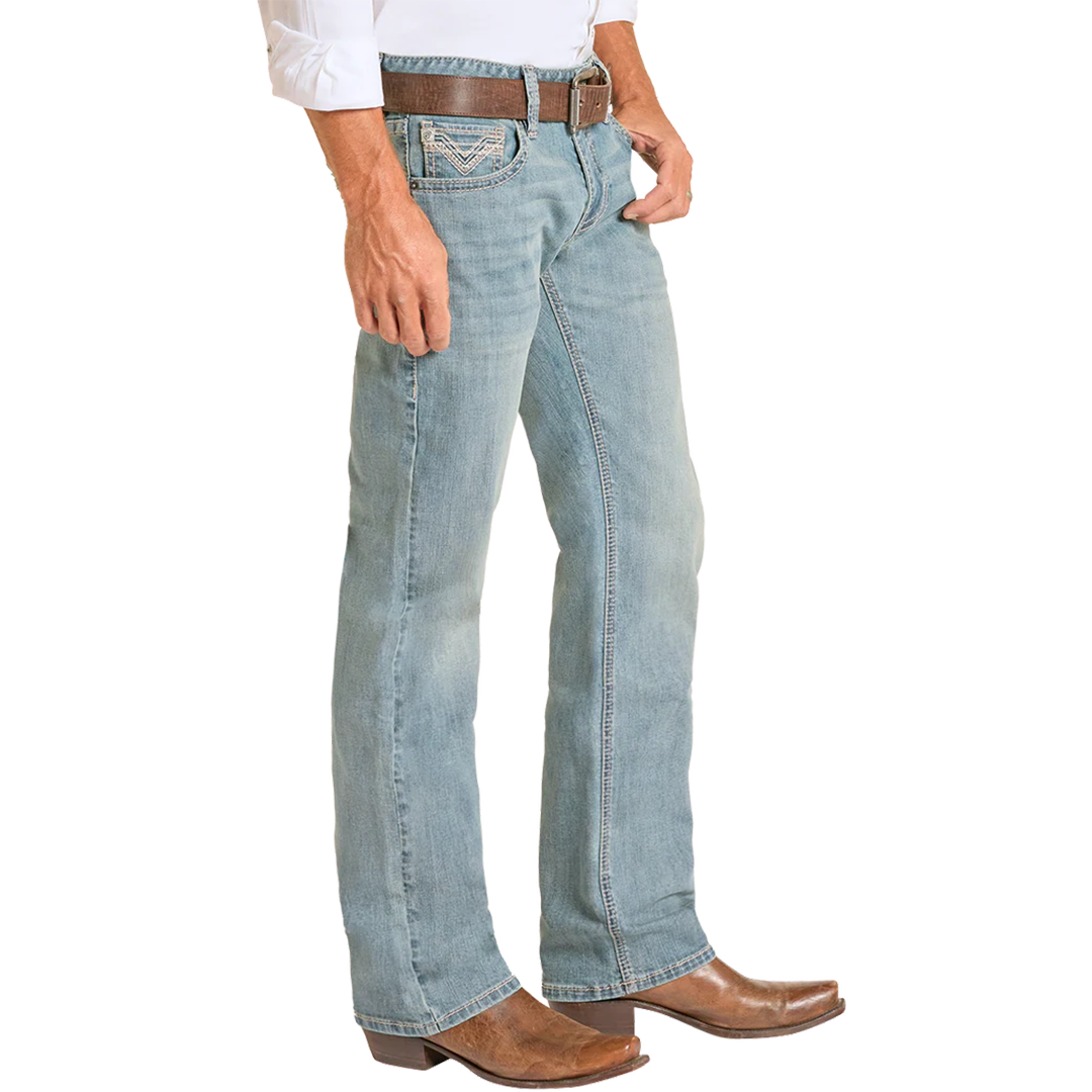 Rock & Roll Denim Jean bootcut brodé pour homme