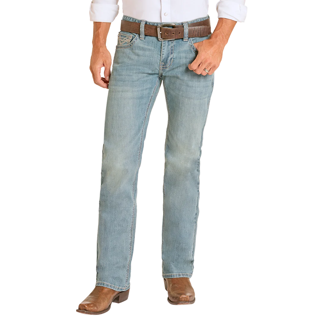 Rock & Roll Denim Jean bootcut brodé pour homme