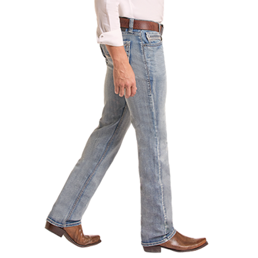 Rock & Roll Denim Men's Embroidered Revolver Straight Jeans