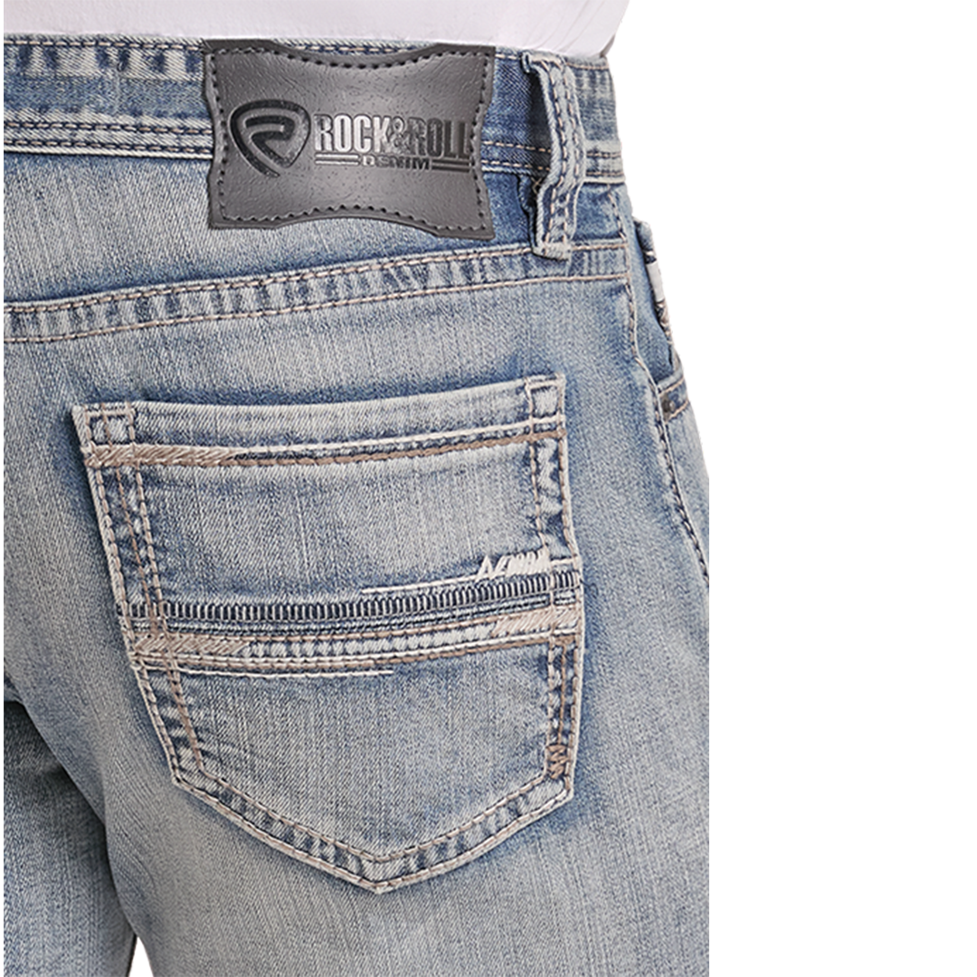 Rock & Roll Denim Men's Embroidered Revolver Straight Jeans