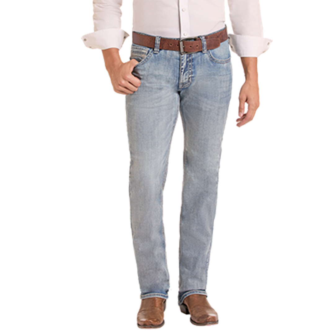Rock & Roll Denim Men's Embroidered Revolver Straight Jeans